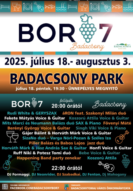 Badacsonyi Borhetek 2025 július 18 - augusztus 3