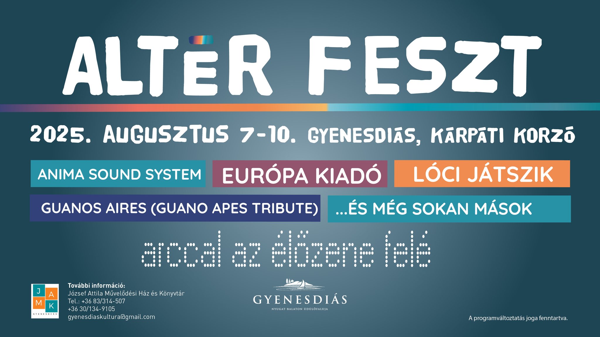 Altér Feszt 2025 – Gyenesdiás nyári zenei fesztiválja az alternatív zene kedvelőinek