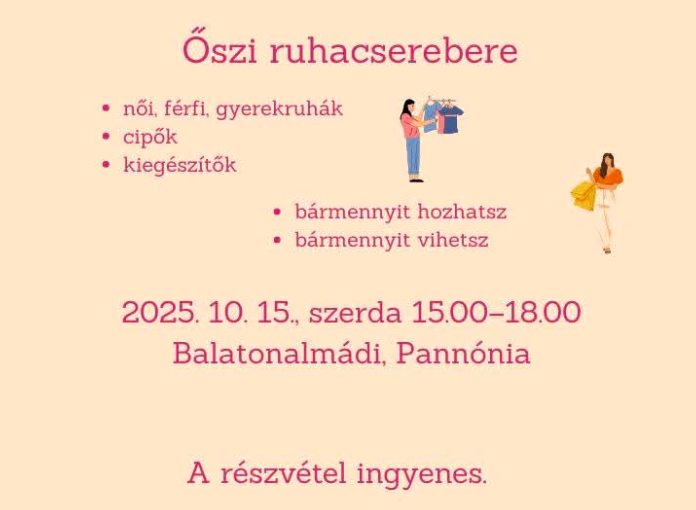 Őszi Ruhacserebere Balatonalmádiban – Cserélj, frissítsd a gardróbod ingyen!-2025