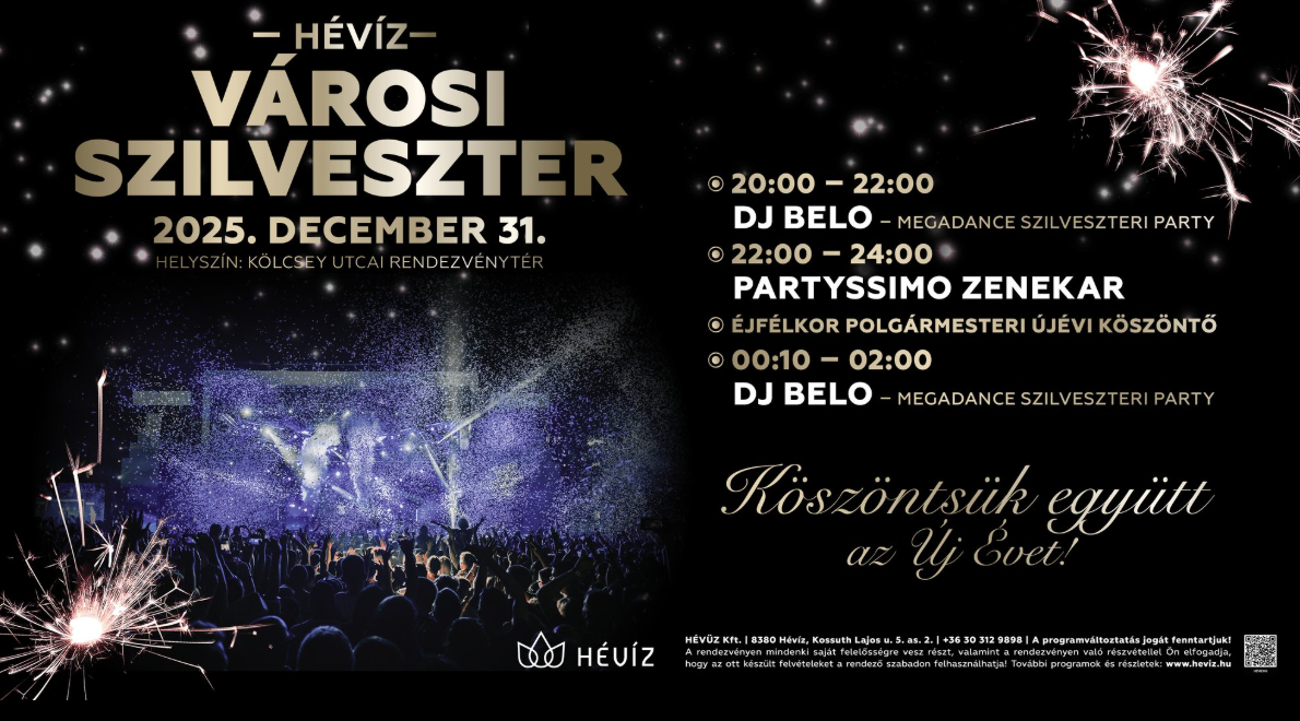 Városi Szilveszter Hévízen – Zenével, bulival és közös visszaszámlálással búcsúzik az év