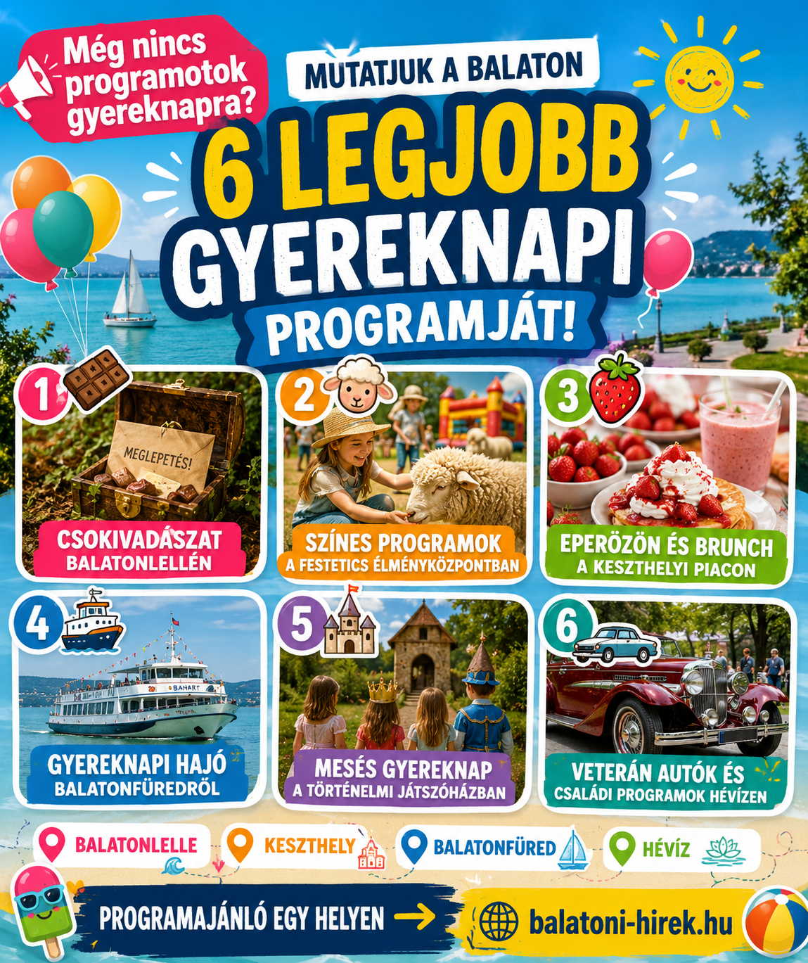 Mutatjuk a Balaton 6 legjobb gyereknapi programját!