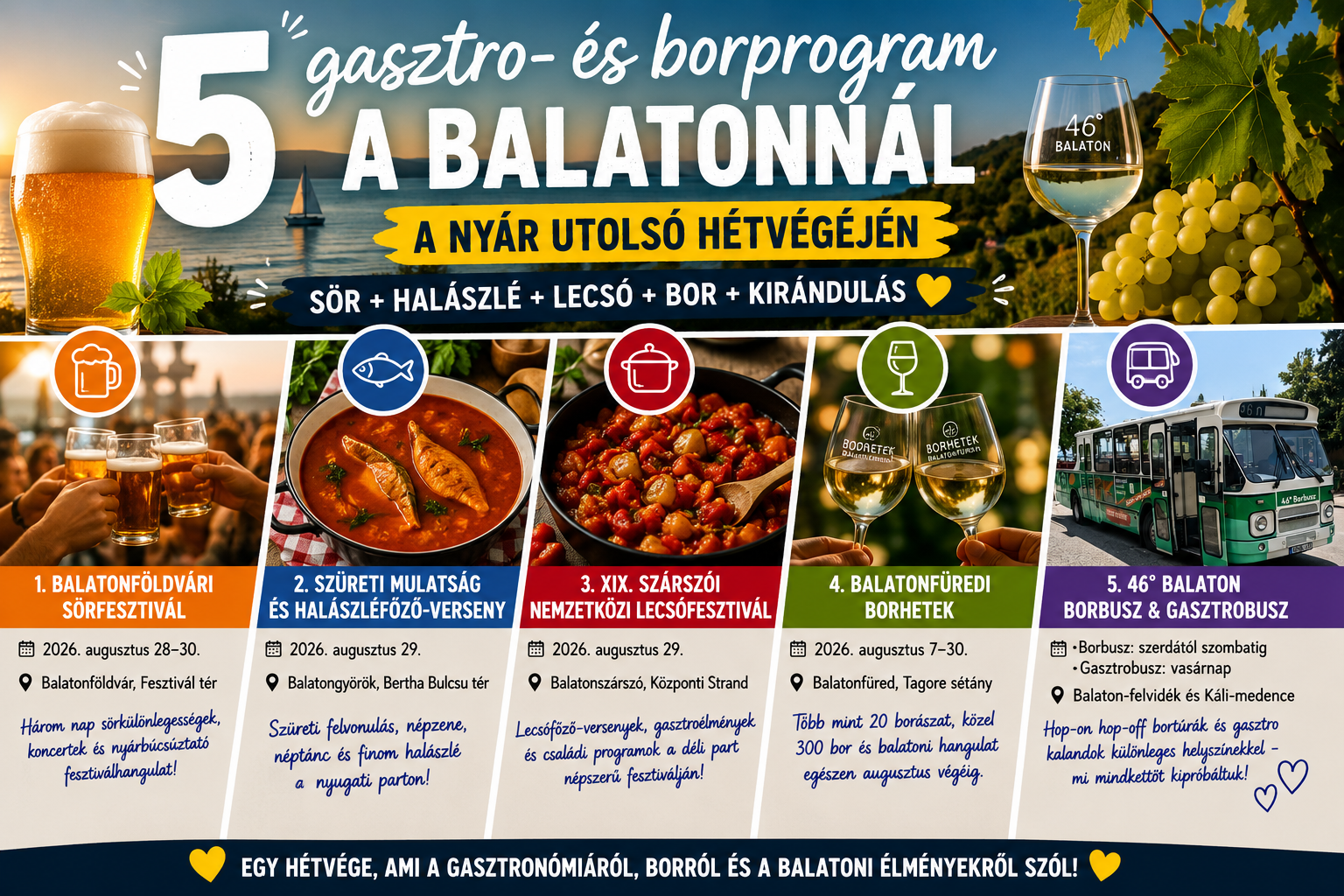 5 gasztro- és borprogram a Balatonnál a nyár utolsó hétvégéjén
