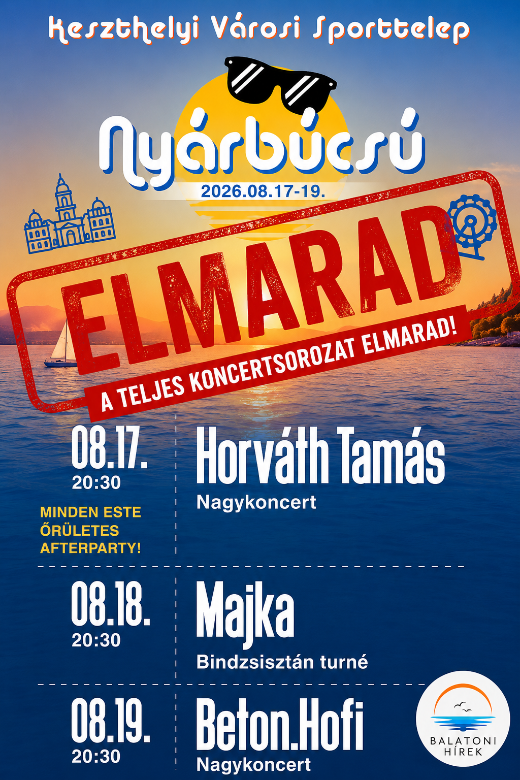 Elmarad a keszthelyi Nyárbúcsú koncertsorozat
