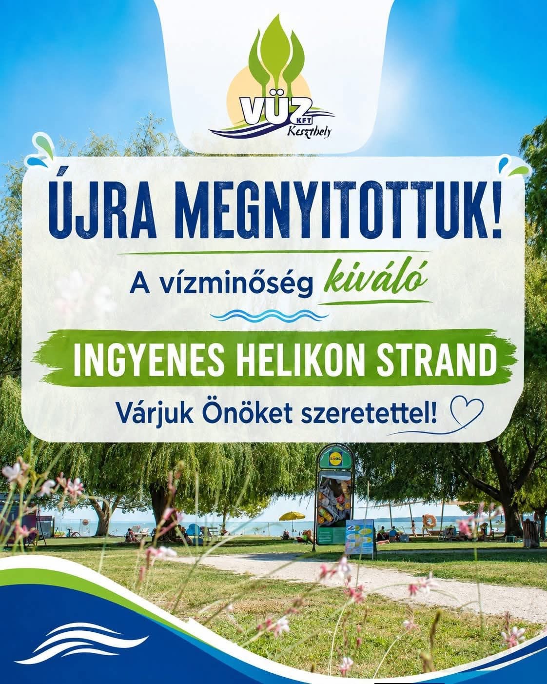 Újra megnyílt a keszthelyi Helikon Strand – kiváló a Balaton vízminősége