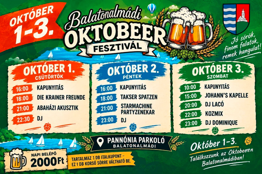 II. Oktobeer Fesztivál Balatonalmádiban: három nap bajor hangulat, sörkülönlegességek és koncertek