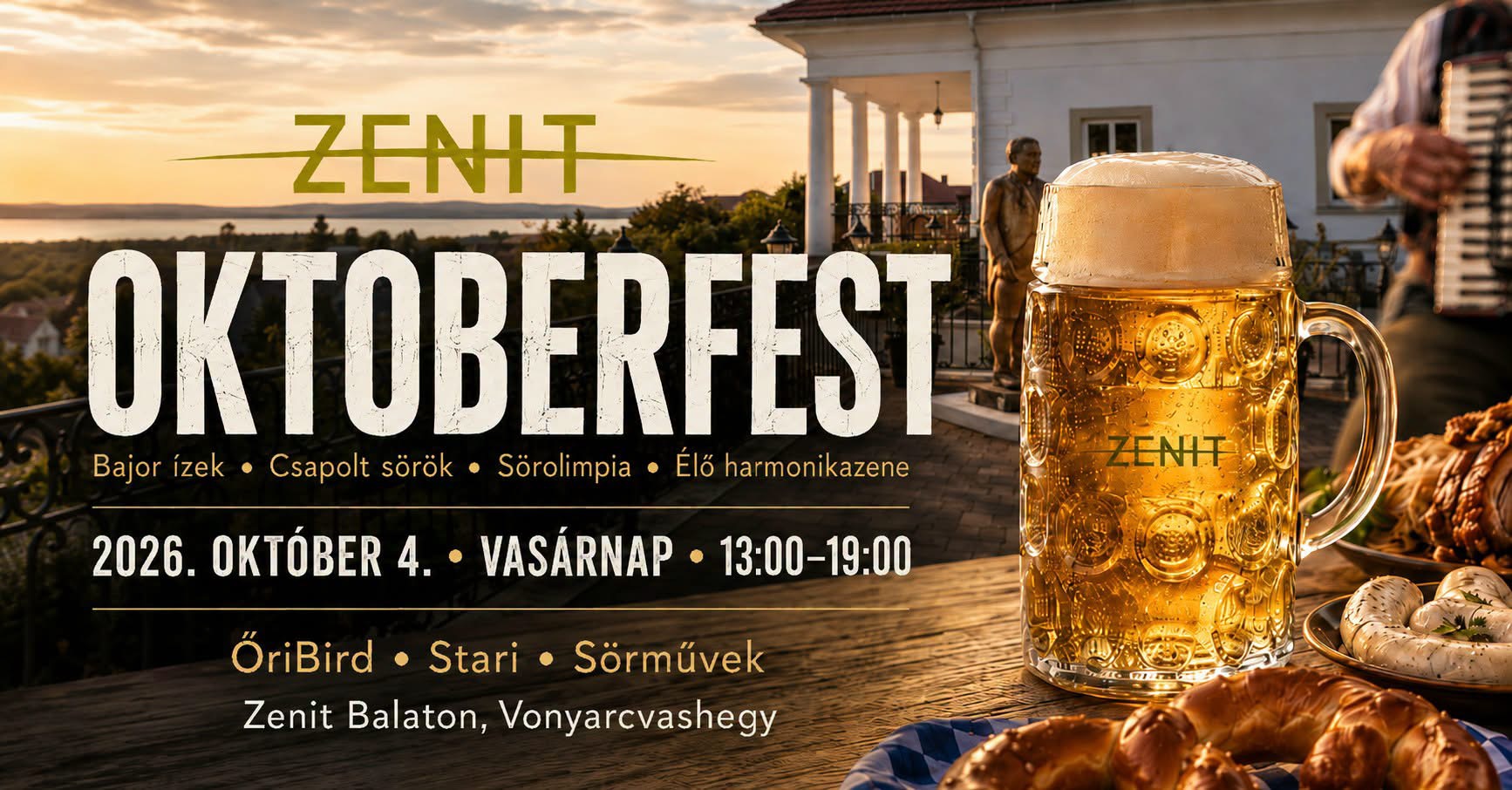 Zenit Oktoberfest 2026: bajor ízek, kézműves sörök és sörolimpia Vonyarcvashegyen