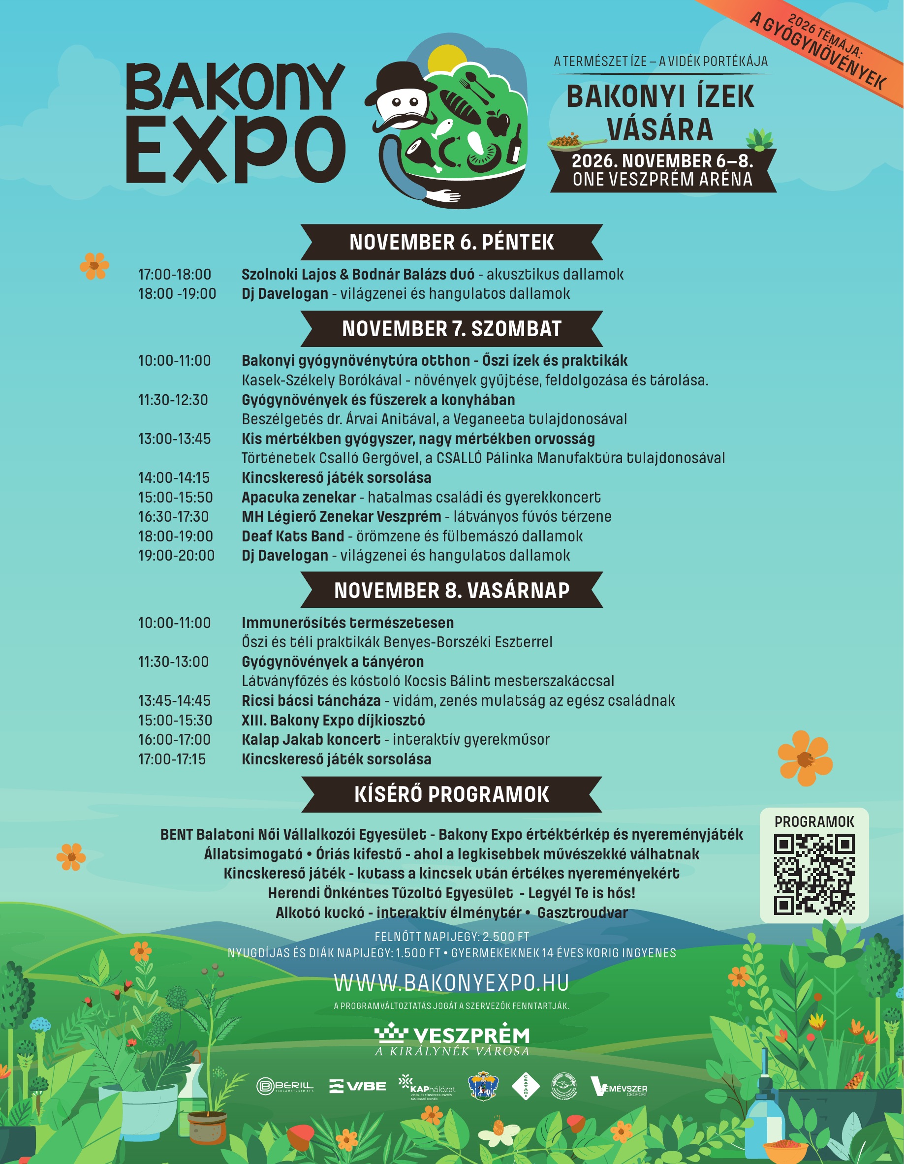 A XIII. Bakony Expo 2026 hivatalos programplakátja, november 6–8., ONE Veszprém Aréna