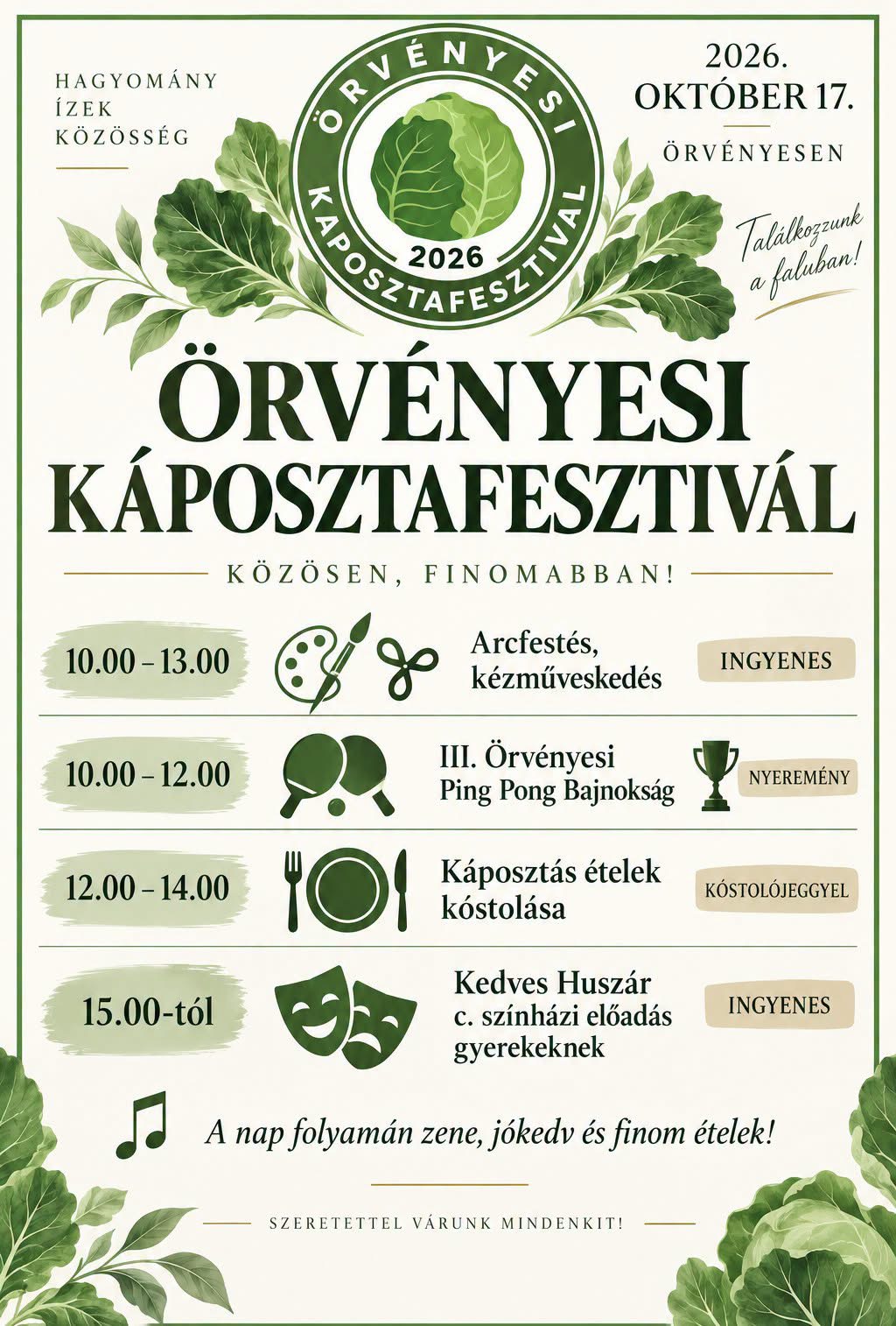 Legalább nyolcféle káposztás étellel vár az Örvényesi Káposztafesztivál