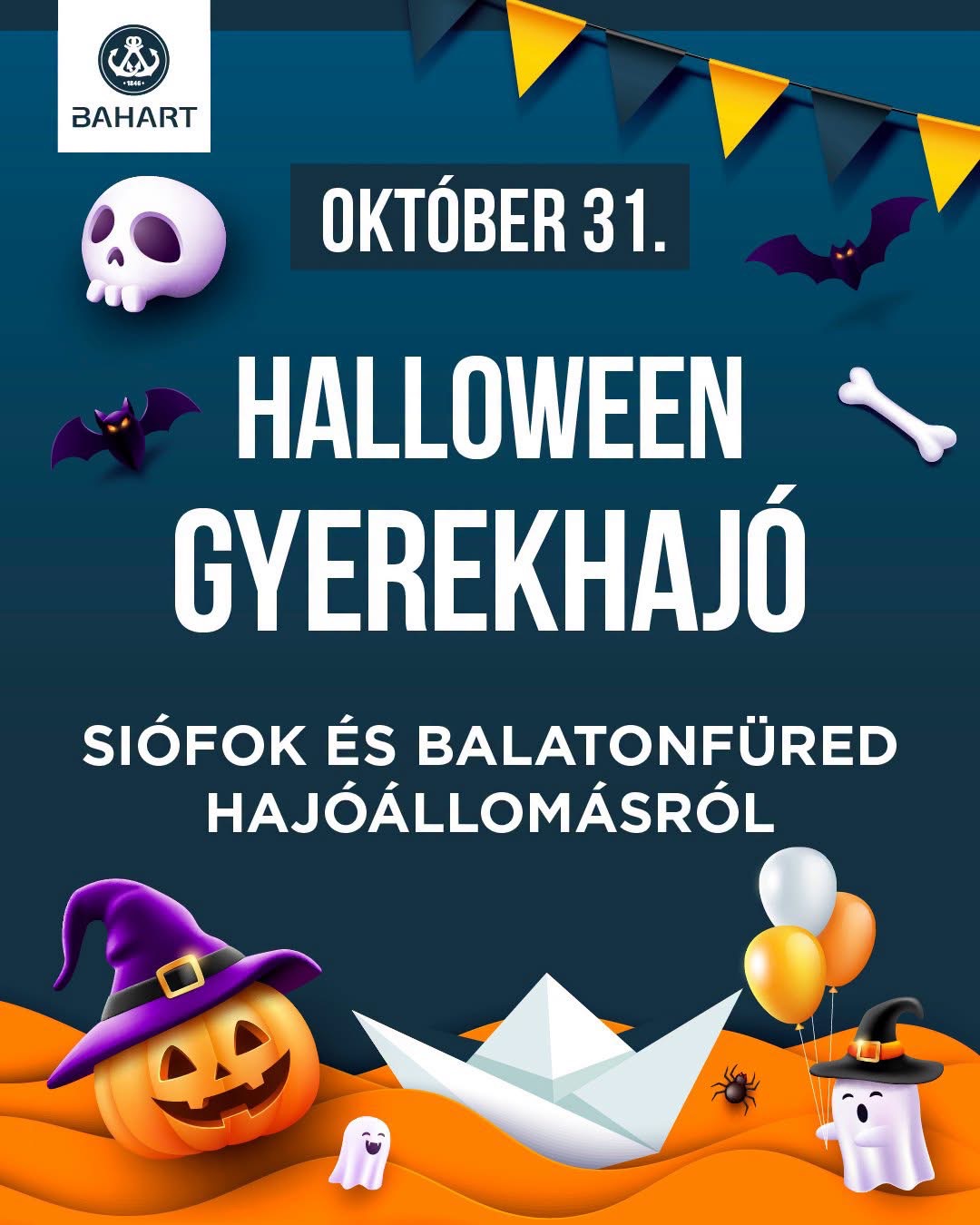 Halloween-hajó a Balatonon – BAHART Szigliget motoros, Siófok és Balatonfüred